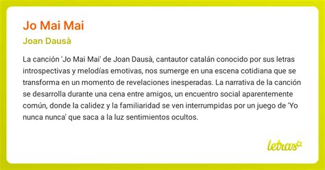 Significado de la canción JO MAI MAI (Joan Dausà) - LETRAS.COM