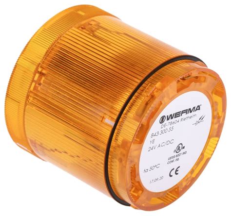 843.300.55 Werma | Werma 843 Series Amber Steady Effect Beacon Unit, 24 ...
