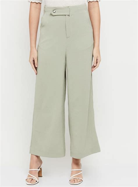 Buy Women Solid Regular Fit Full-Length Trousers Online at just Rs ...