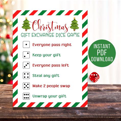 Christmas Gift Exchange Dice Game Holiday Gift Exchange Secret Santa ...