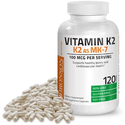 Buy Bronson Vitamin K2 as MK-7 Menaquinone 100 mcg per serving - Non ...
