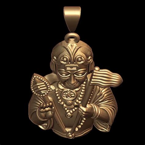 Lord Murugan Pendant 3D STL Model File for Lightweight Gold Casting
