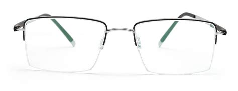 Rectangle Glasses Men | Half Rim Silver Glasses - YourSpex – GKB ...