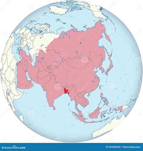 Highlighted Red Map of BANGLADESH Inside Map of Asia and the Globe with High Details Stock ... - map of asia red sea