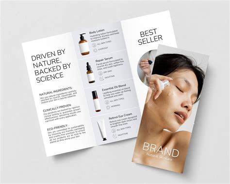 Buy Editable Skincare Brand Brochure Template, Trifold Foldable Product ...