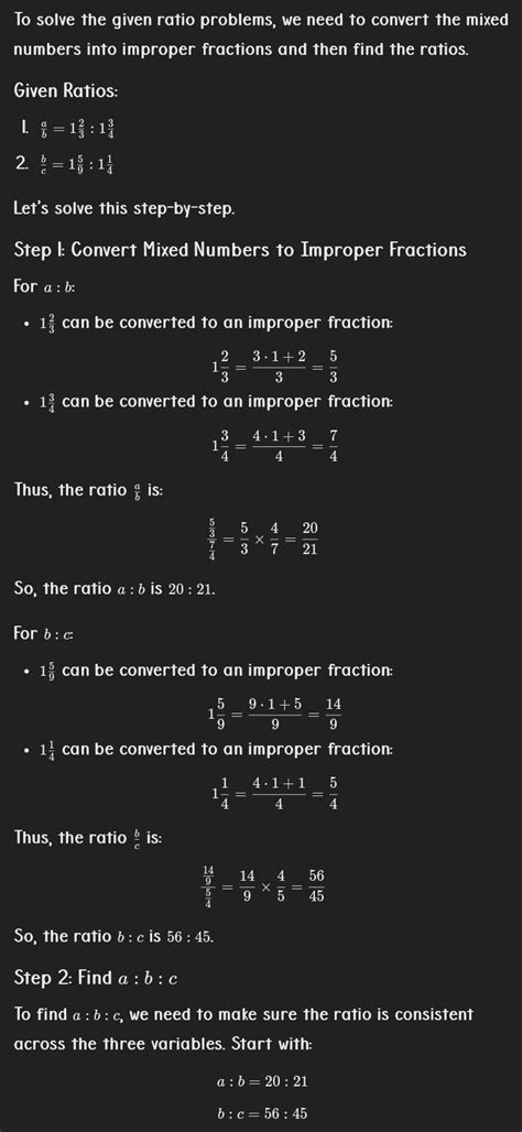 if a:b is 1 whole 2 upon 3 : 1 whole 3 upon 4 and b:c is 1 whole 5 upon ...