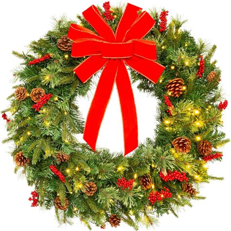 Buy Best Choice Products 24in Pre-Lit Battery Powered Christmas Wreath ...