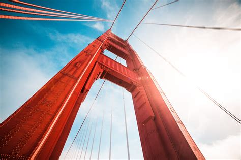 4K, outdoors, no people, golden, golden gate bridge, pillar, bridge - man made structure, nature ...