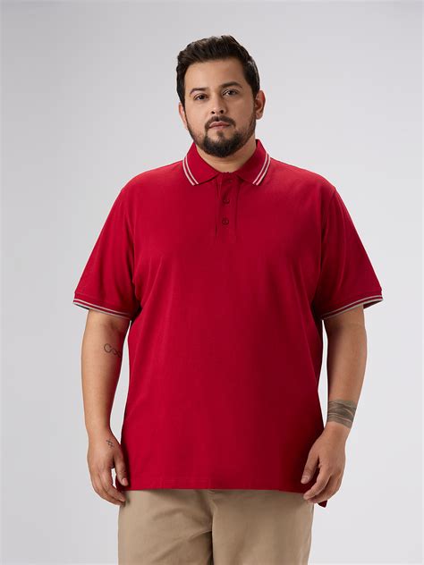 Plus Size Polo T-Shirt | 4XL-10XL | 100% Cotton | Red – Sizeupp