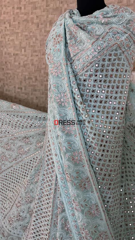 Sea Green Mirror & Gota Patti Chikankari Lehenga Set – Dress365days
