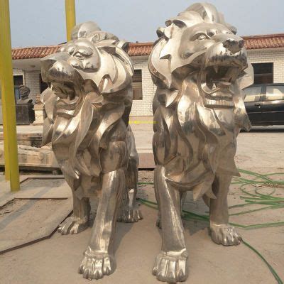 不锈钢狮子雕塑 (3)-宏通雕塑