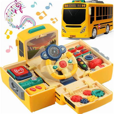 Buy HONGTUO School Bus Toy with Sound and Light, Simulation Steering ...
