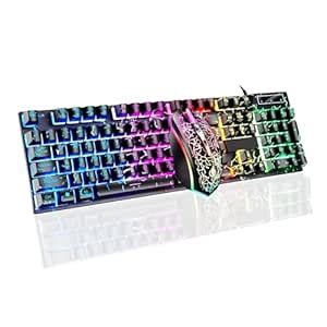 Amazon.in: Buy Guiheng Wired Crack Rainbow Gaming Keyboard and Mouse ...