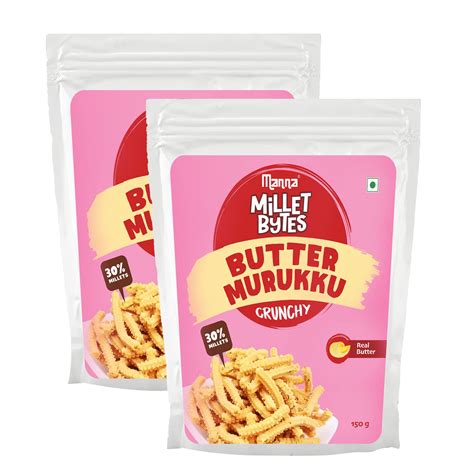Manna Millet Bytes Butter Murukku Snack, Chakli/Chakoli Indian Snacks ...