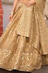 Buy Gold Net, Tissue Gota Patti, Mirrors, Zari V-neck Work Bridal ...