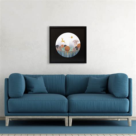 Vivid Deer Mdf Wood Frame Embossed Crystal Embedded Resin Wall Art ...