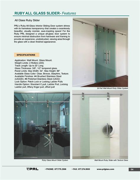 PRL Glass Systems, Inc., Catalogs, 2019 Frameless All Glass Sliders | ARCAT