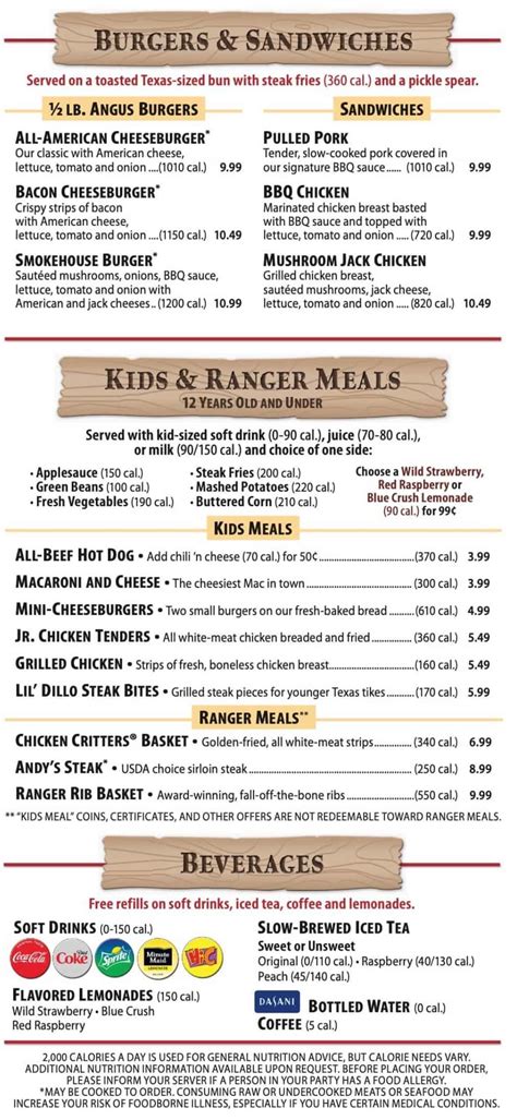Menu At Texas Roadhouse With Prices at Frank Hamlin blog