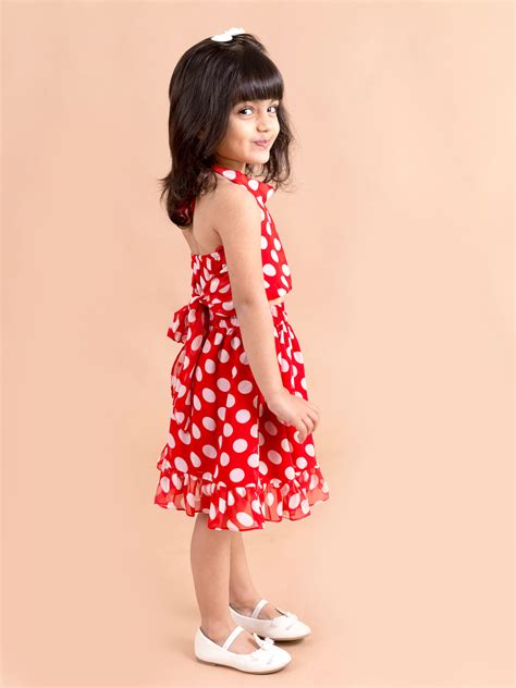 Shop Pspeaches Girls Red White Printed Top With Skirt (SK-RED POLKA) Online