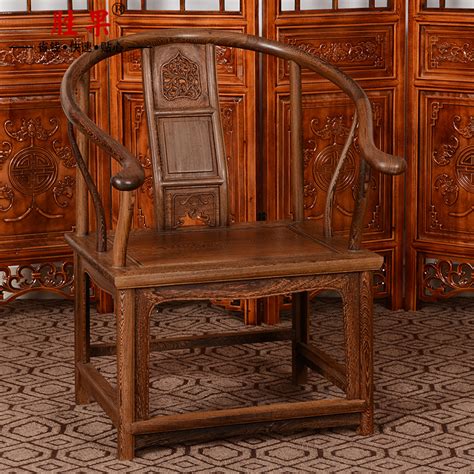 鸡翅木家具中式红木圈椅 仿古实木办公椅靠背椅子围椅茶椅 太师椅