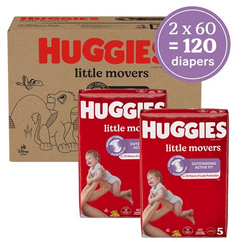 Huggies Size 5 Diapers, Little Movers Baby Diapers, Size 5 (27+ lbs ...