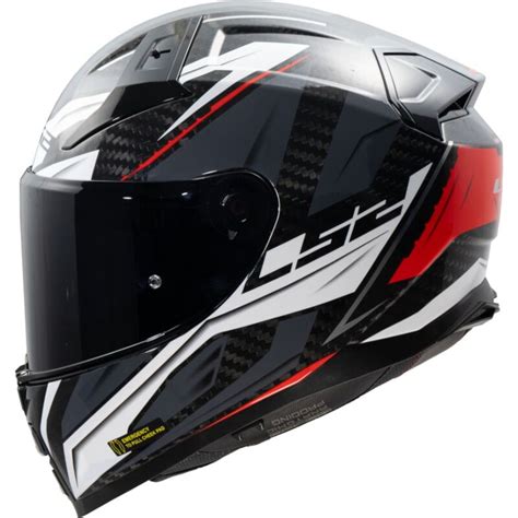 LS2 Vector II Carbon Savage White & Red Crash Helmet Available from ...