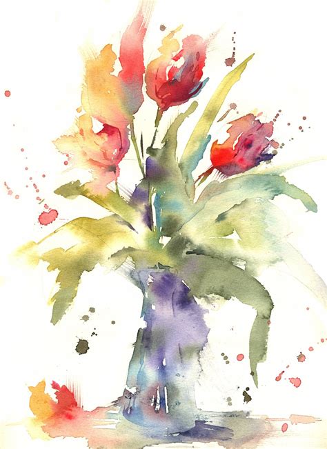 Watercolor tulips – Artofit