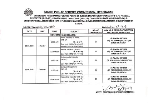 SPSC Date Sheet 2024 , SPSC Exam Schedule 2024 , SPSC Written Test Date