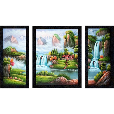 PNF Set of 3 Landscape Scenery UV Textured Synthetic Framed Painting ...