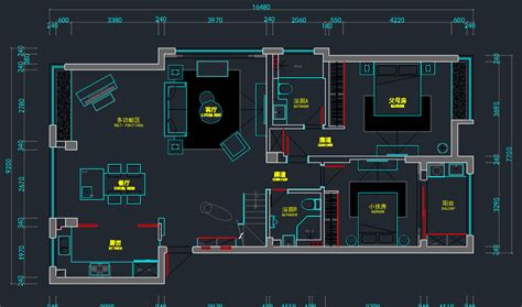 二层新中式四居室住宅样板间CAD施工图纸（效果图、3D模型）免费下载 - 装修图纸 - 土木工程网