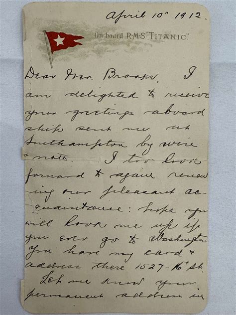 Titanic survivor’s letter sells for record-breaking £300,000 at auction