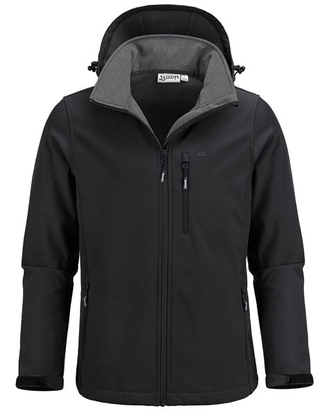 33 000ft Mens Softshell Jacket With Hood Fleece Lined Windbreaker ...