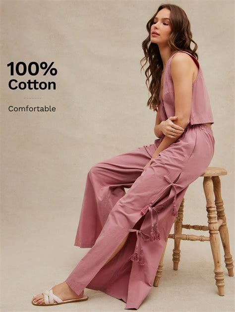 WESTFADE Cotton Low Rise Smocked Waist Bow Tie Side Cut Out Casual Cute ...