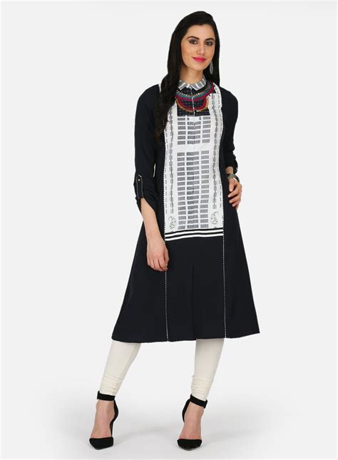 Buy Black Printed Collar Neck kurta @ 2099 | W for woman – wforwoman