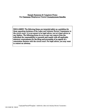 Sample Summons & Complaint Forms For Claimants (Employees ... - Fill ...