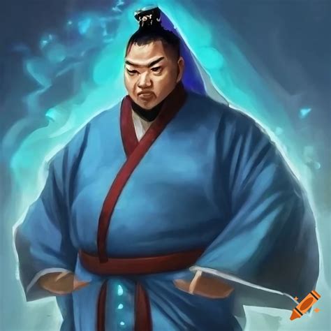 Artistic illustration of a wise Asian man in ancient Chinese robes on ...