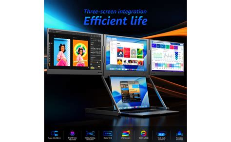 Millennium TECHNOLOGY 15.6" Quad Screen Portable Foldable Triple ...