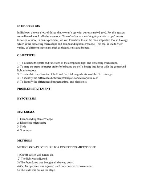 Image result for Introduction to a Lab Report Example