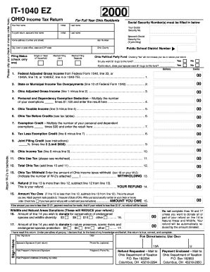 Fillable Online tax ohio IT-1040 EZ Please clip your check or money ...