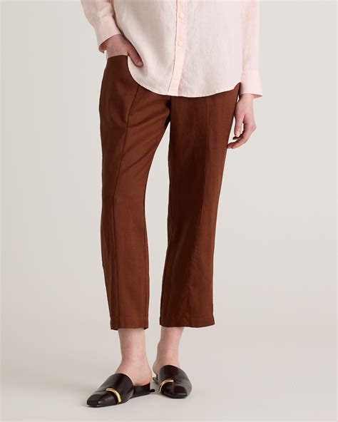 Quince Women's 100% European Linen Tapered Ankle Pants In Chocolate ...