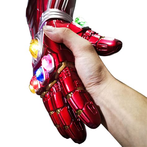 Haho Iron Man Infinity Gauntlet Iron Man Glove with LED Stone Light Up ...