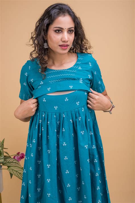 Deep Blue Handloom Waves and Triangles Maxi Dress – Meera Bharadwaj