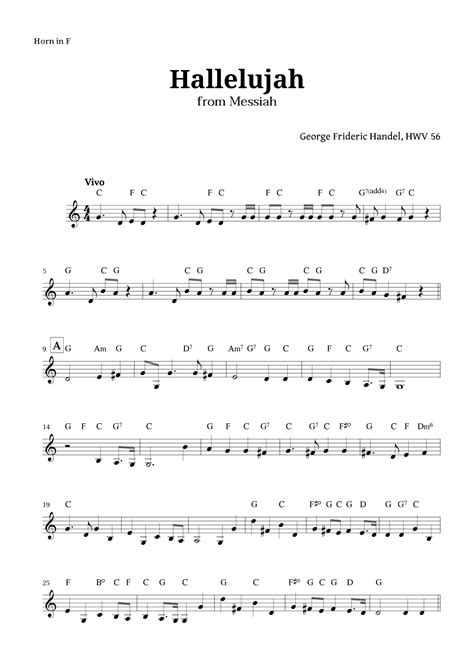 Hallelujah by Handel for French Horn with Chords (arr. Langanho) von ...