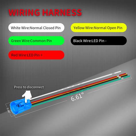 DaierTek Latching Push Button Switch 12V Pushbutton Switch Blue LED 12 ...