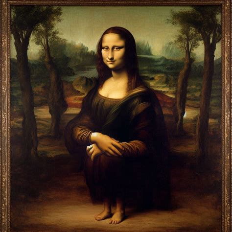 A full-length wide angle painting of the Mona Lisa, completed by ...
