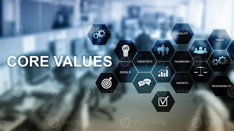 Core values concept on virtual screen. Business and finance solutions ...