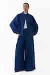 Buy Blue Denim Inverted Box Pleated Palazzo For Women by Three Online ...