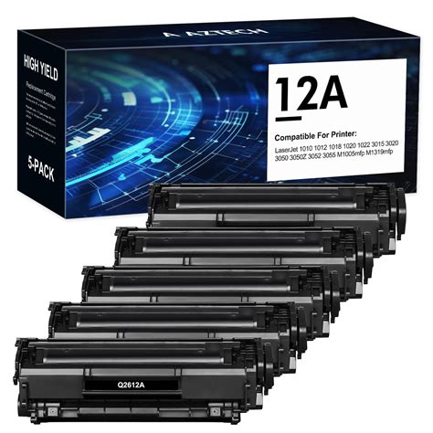 A AZTECH 5-Pack Compatible Toner Cartridge for HP Q2612A 12A LaserJet ...