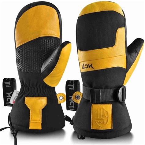 MCTi Leather Ski Mittens - Waterproof Winter Mitts for Men | MCTi