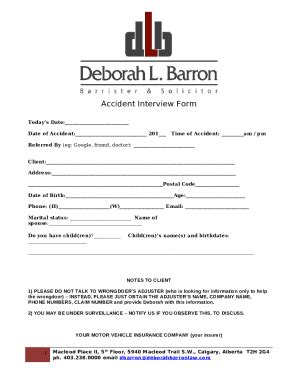 ACCIDENT INTERVIEW Doc Template | pdfFiller